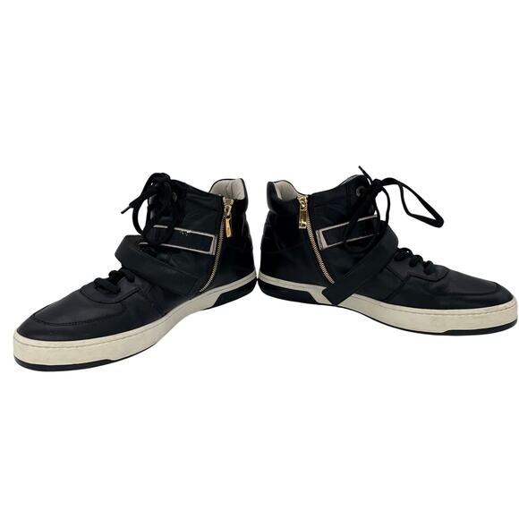 Salvatore Ferragamo Gancini Strap Black Leather High Top Sneakers size 12 main image 5